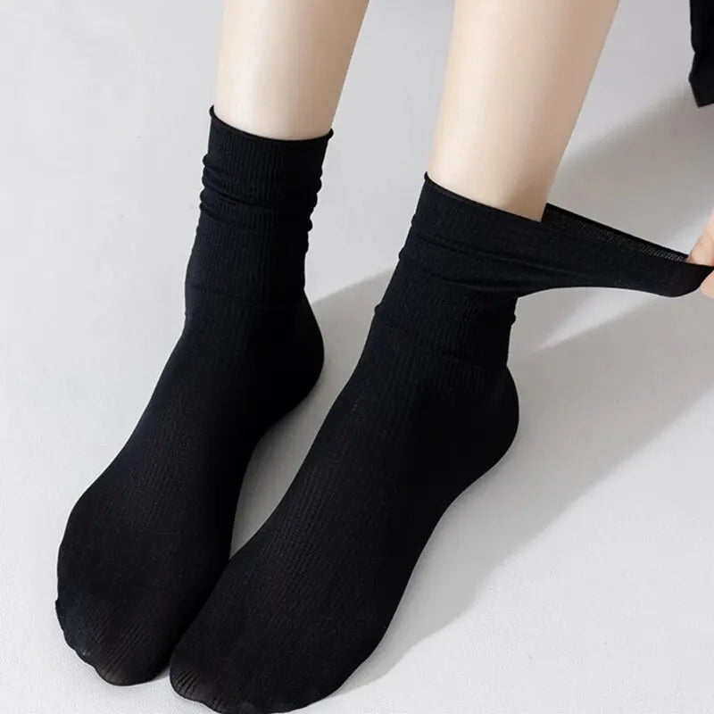 10 Pairs Thin Ice Silk Women's Long Tube Socks