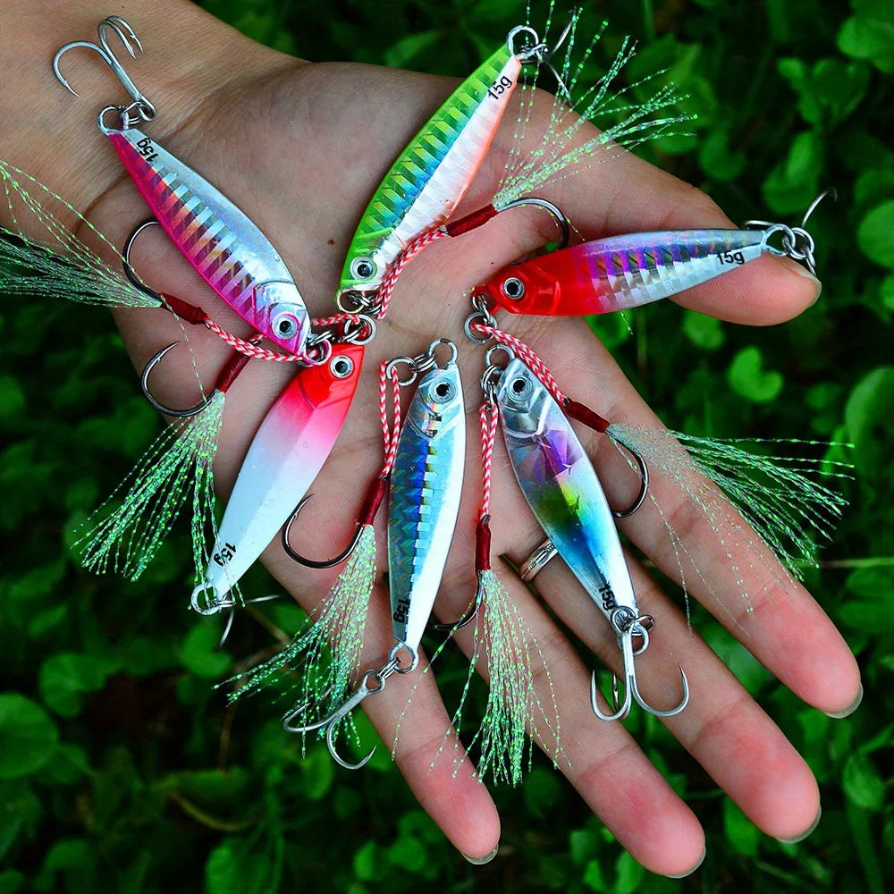 5Pcs Metal Jig Fishing Lure 7g-40g Cast Hook Swimbait