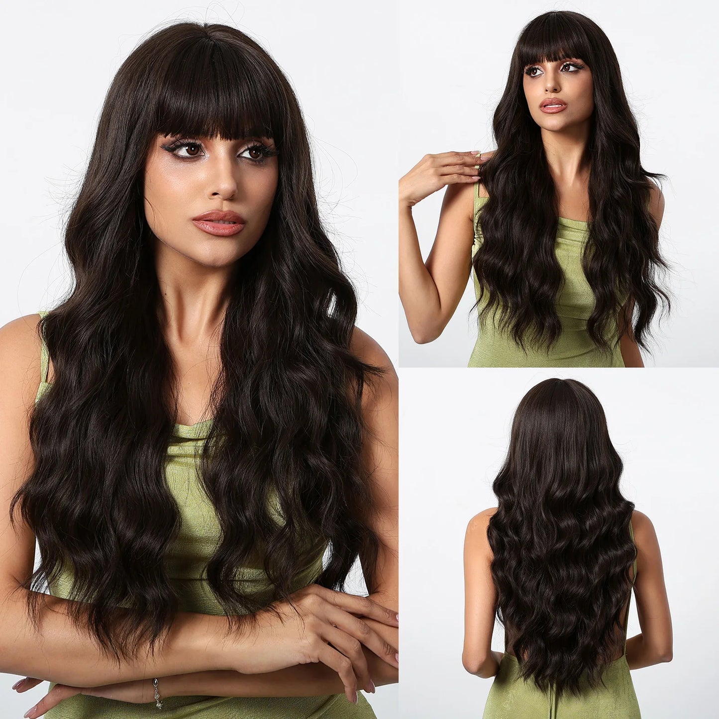 Brown Wigs 30 Inches Synthetic Curly Wig Long Wavy Hair for Women