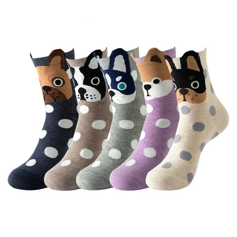 5 Pairs Fashion Pet cat dog Colorful Kawaii Cute Cartoon Cotton Women Socks