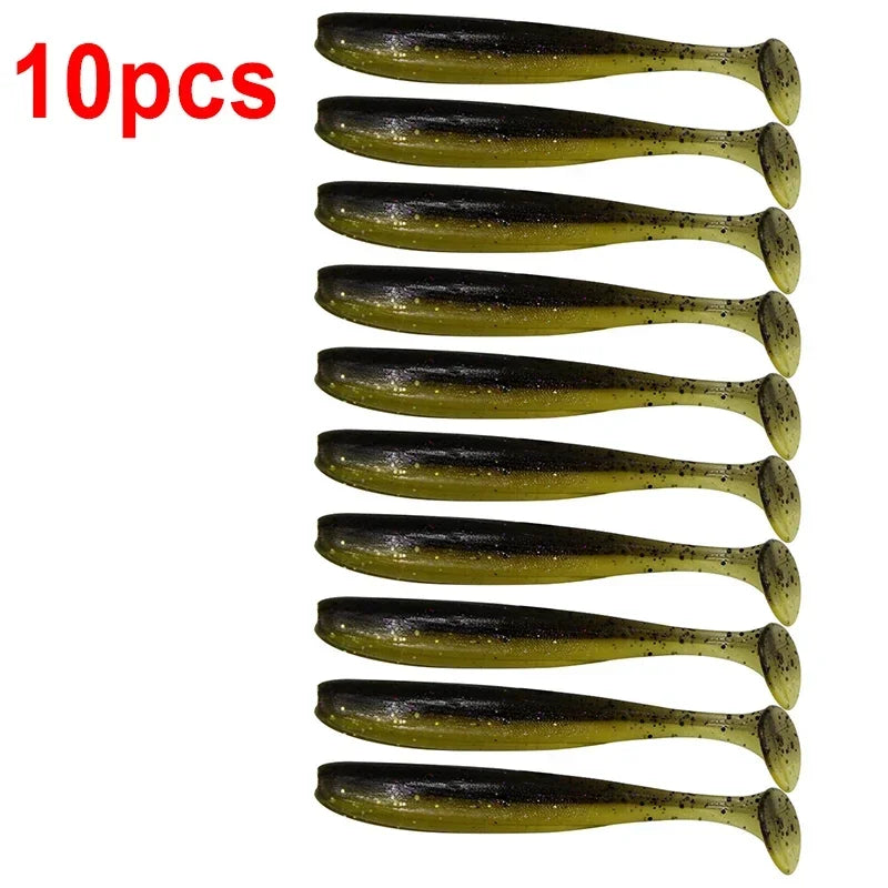 10pcs/Lot Fishing Lure 55mm 63mm 70mm T Tail Worm Soft Bait