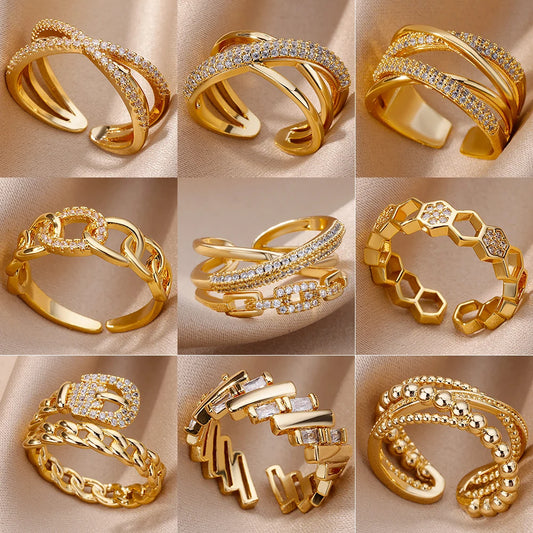 Fashion Gold Color Stainless Steel Rings For Women