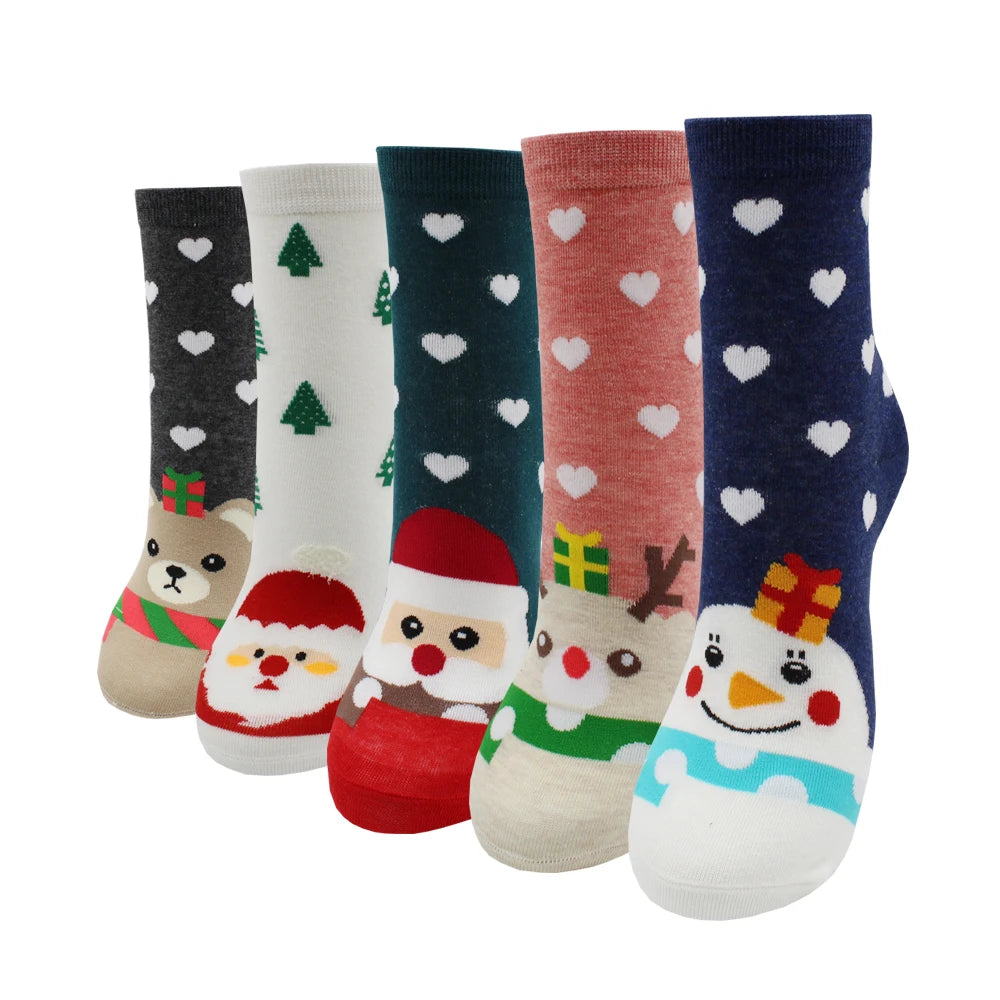 5 Pairs Fashion Colorful Kawaii Cute Cartoon Cotton Women Socks