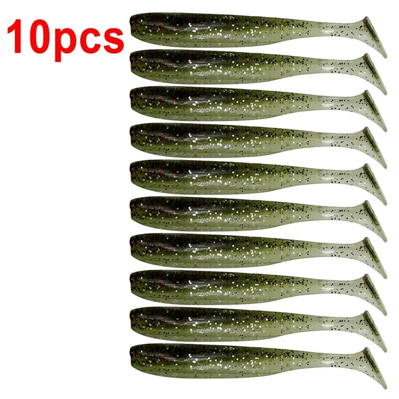 10pcs/Lot Fishing Lure 55mm 63mm 70mm T Tail Worm Soft Bait