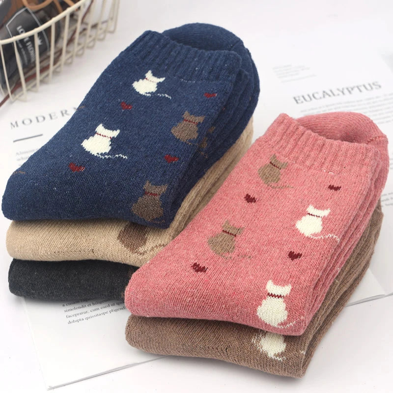 5 Pairs High Quality Women Winter Socks Vintage