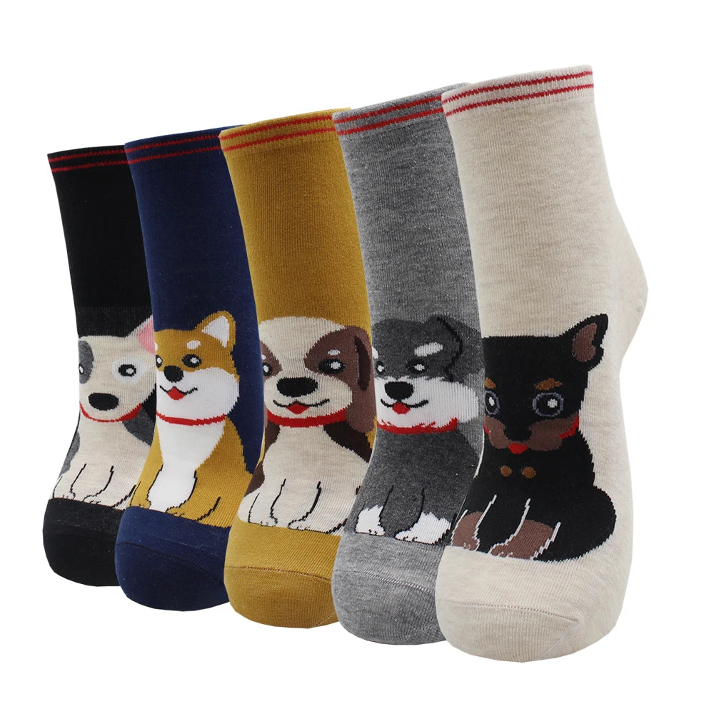 5 Pairs Fashion Colorful Kawaii Cute Cartoon Cotton Women Socks