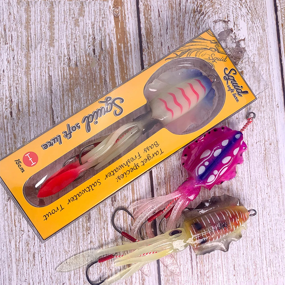 Soft Squid Bait Fishing Trolling Lure Octopus Head Jigs 60g