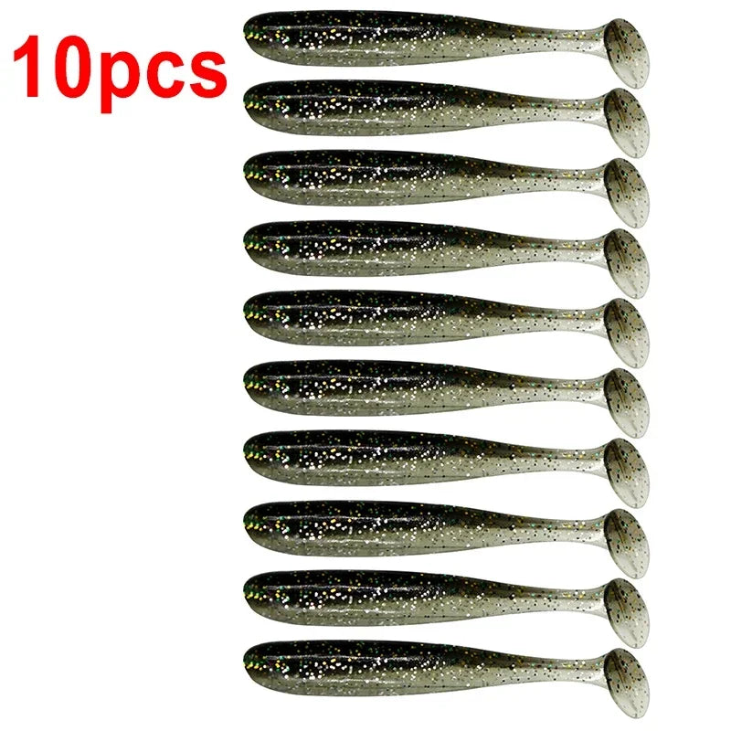 10pcs/Lot Fishing Lure 55mm 63mm 70mm T Tail Worm Soft Bait