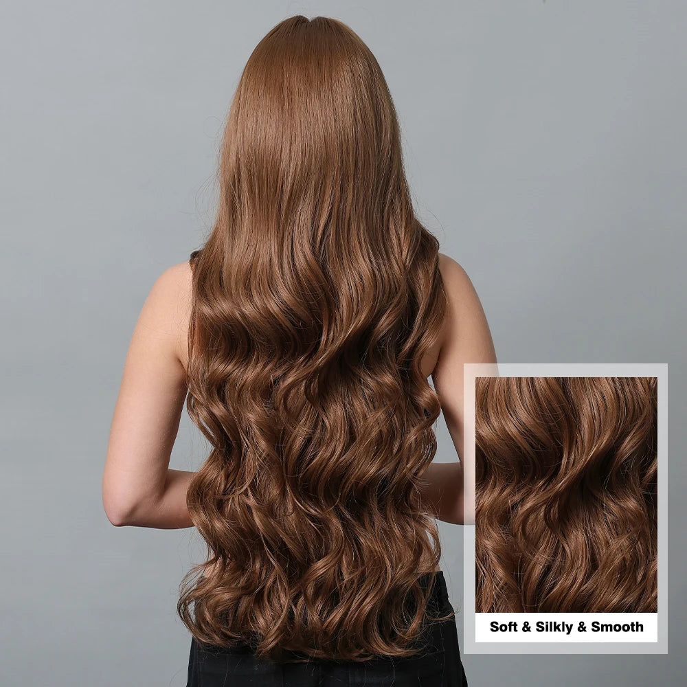 Brown Wigs 30 Inches Synthetic Curly Wig Long Wavy Hair for Women