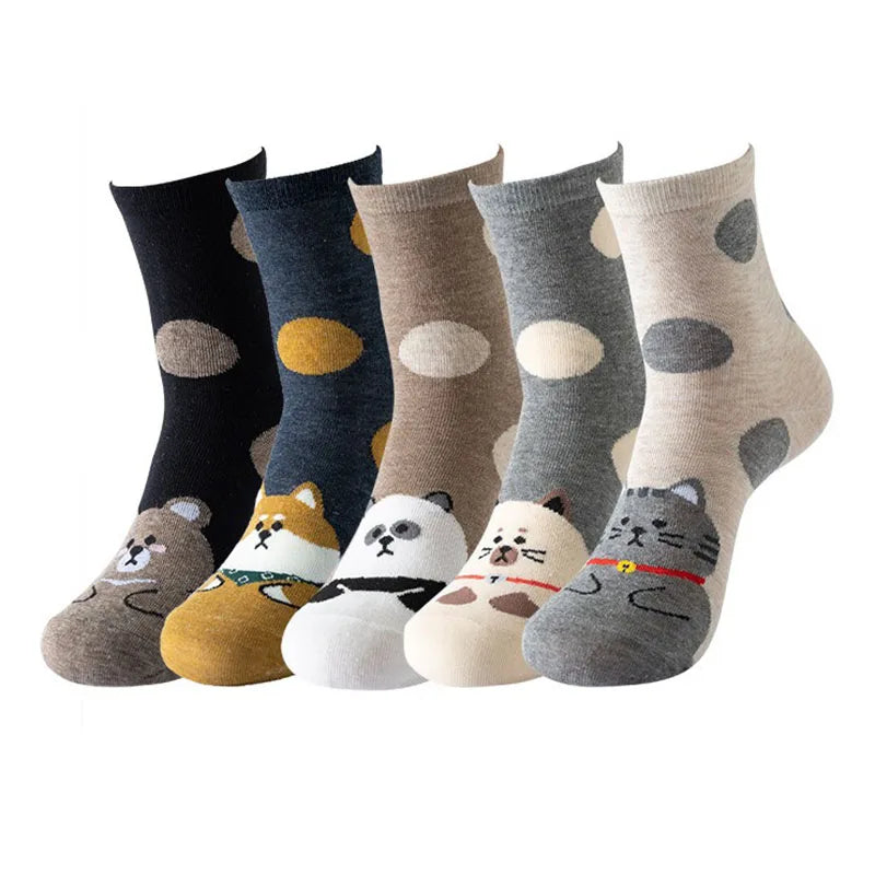 5 Pairs Fashion Pet cat dog Colorful Kawaii Cute Cartoon Cotton Women Socks