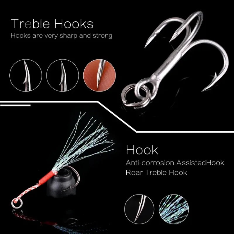 5Pcs Metal Jig Fishing Lure 7g-40g Cast Hook Swimbait