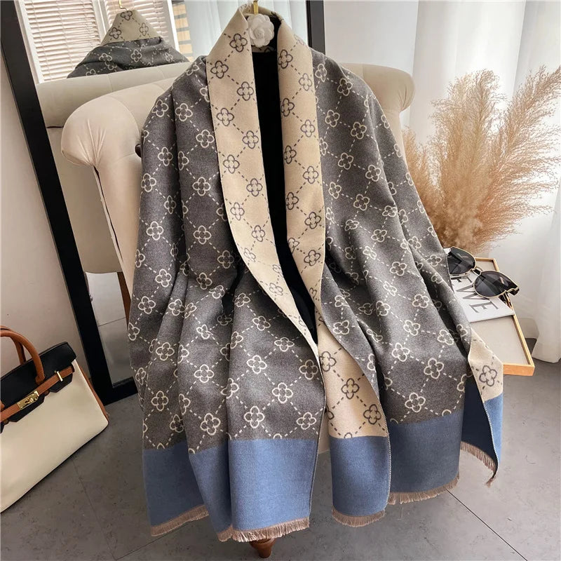 Check Winter Women's Scarf Luxury Design Double sided