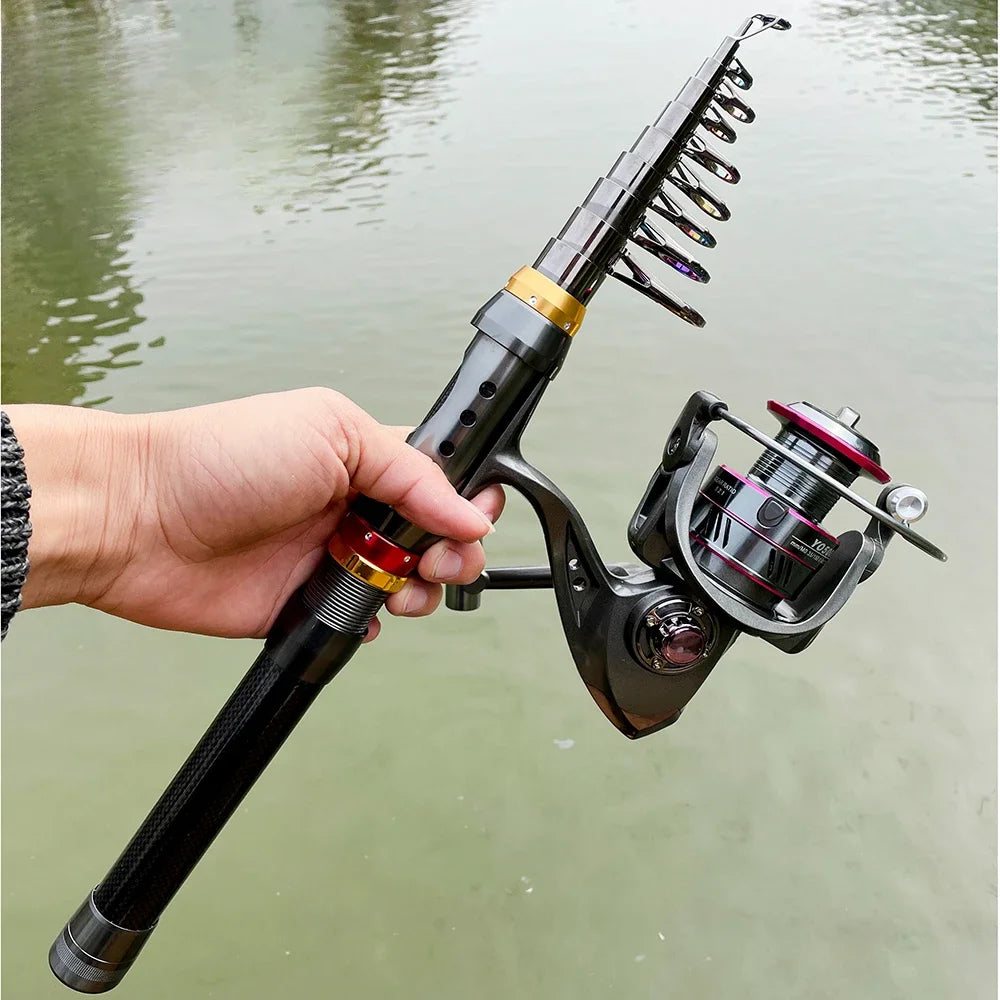 Ultra Light Telescopic Fishing Rod and Spinning Reel Combo 1.8/2.1/2.4/2.7/3/3.6M Lure Weight 7-38g Travel Surf Rods Surfcasting