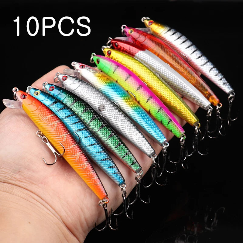 10/5Pcs Minnow Fishing Lures Floating Hard Bait 95mm 7g