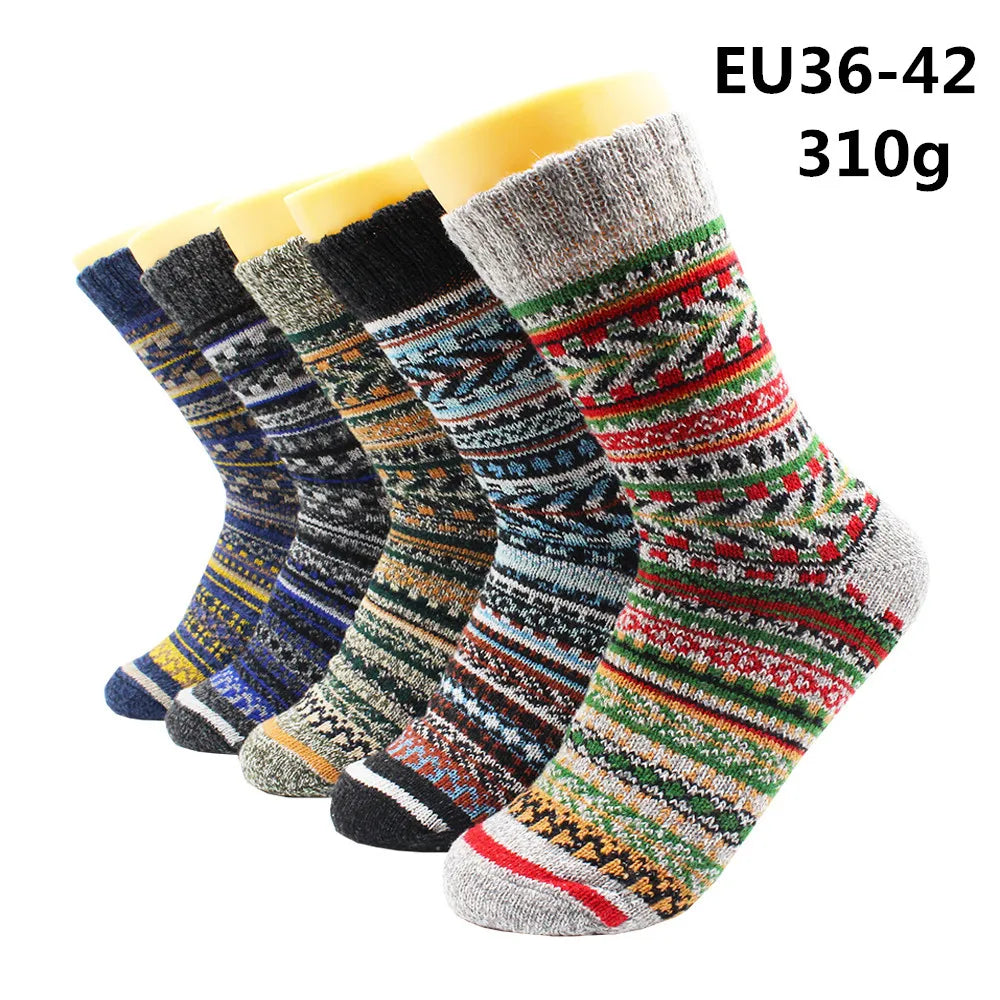 5 Pairs Winter Warmer Women Thicken Thermal Wool Cashmere Snow Socks