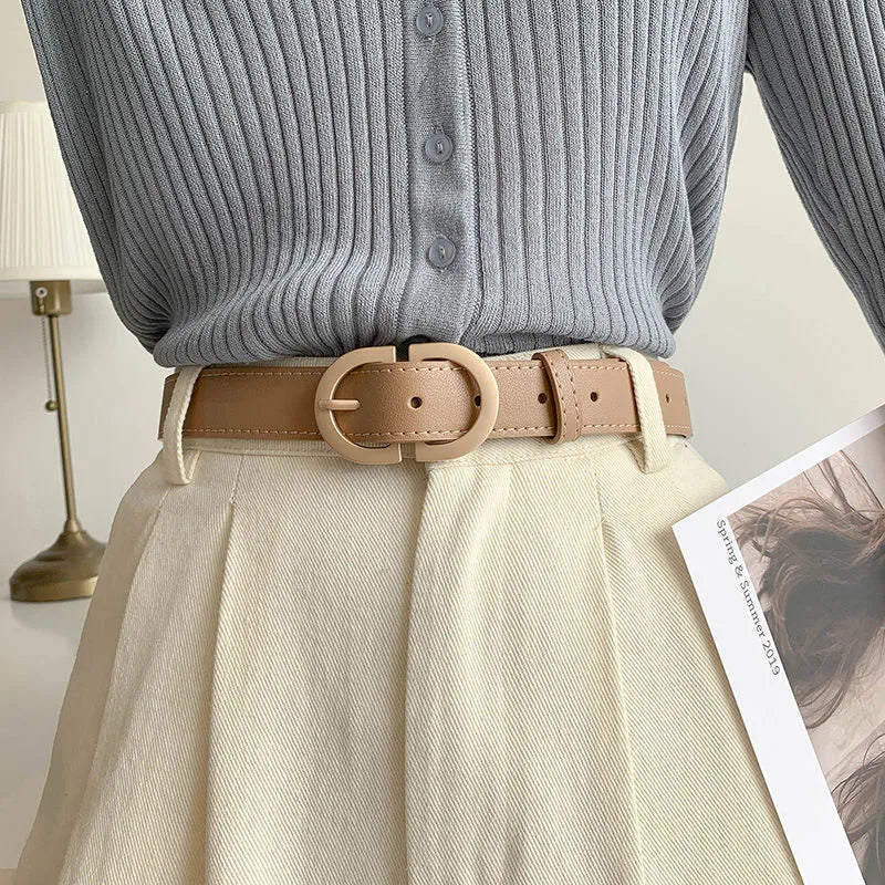 105cm Female Fashion Belt Simple Metal Buckle Belt for Women Black Suit Jeans Clothing Accessories