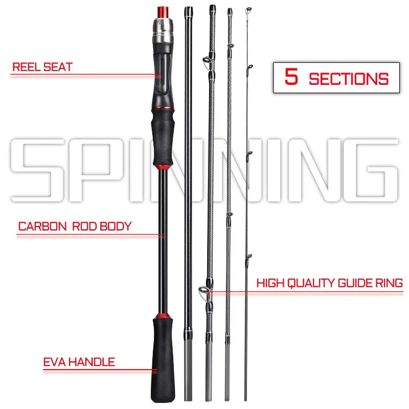 Fishing Rod 1.8m 2.1m Carbon Fiber Spinning Casting Fishing