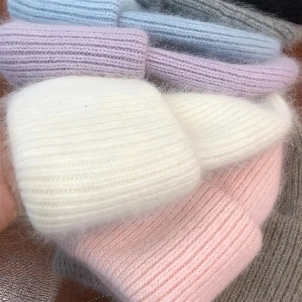 Versatile Korean Style Knit Beanies/Rabbit Fur