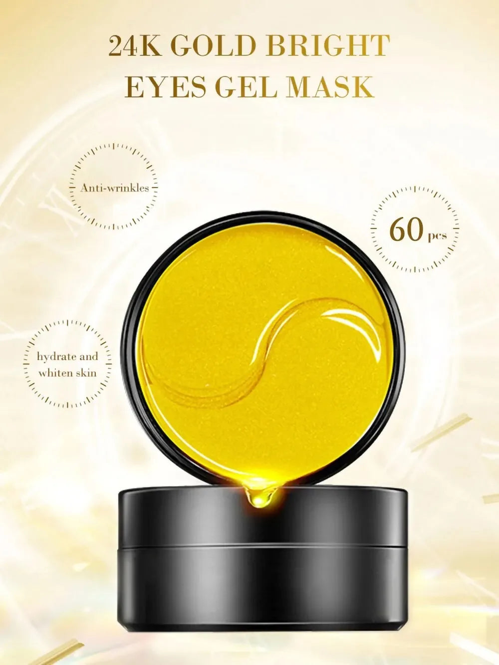 60pcs Golden Moisturizing Eye Mask Relieve Eye Fatigue Nourish Eye Area Collagen