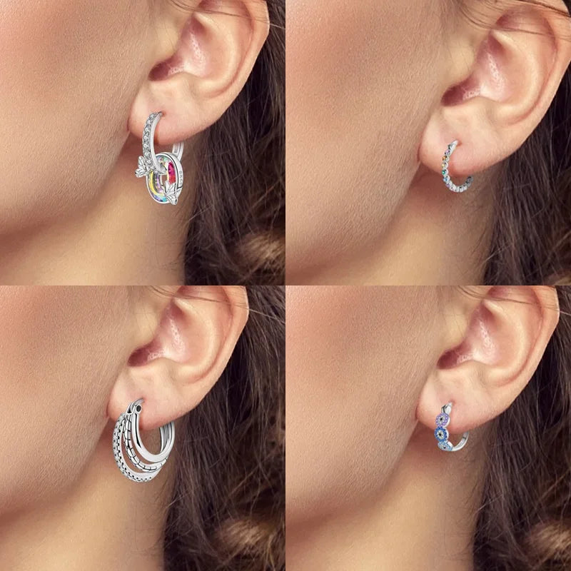 New Classic Earring 925 Silver Colorful Zircon