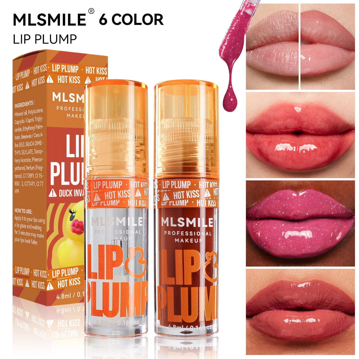 Plump Lip Oil Moisturizing Lip Gloss Mirror Water nature long-lasting  Gloss, Pearl Lip Glaze Set