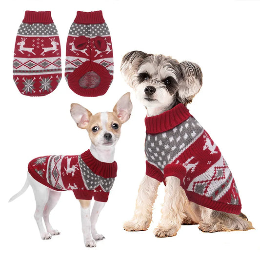 Christmas Pet Dog Sweater Warm British Style Winter Elk Clothes