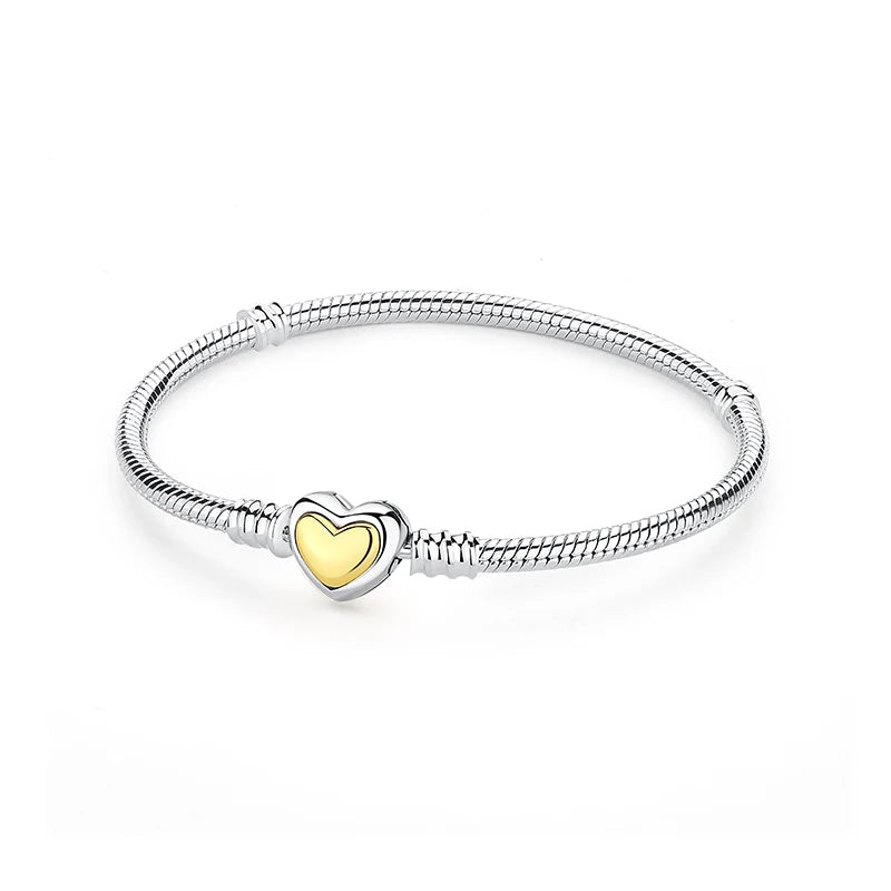 925 Sterling Silver Bracelets Bangles Love Heart Clip