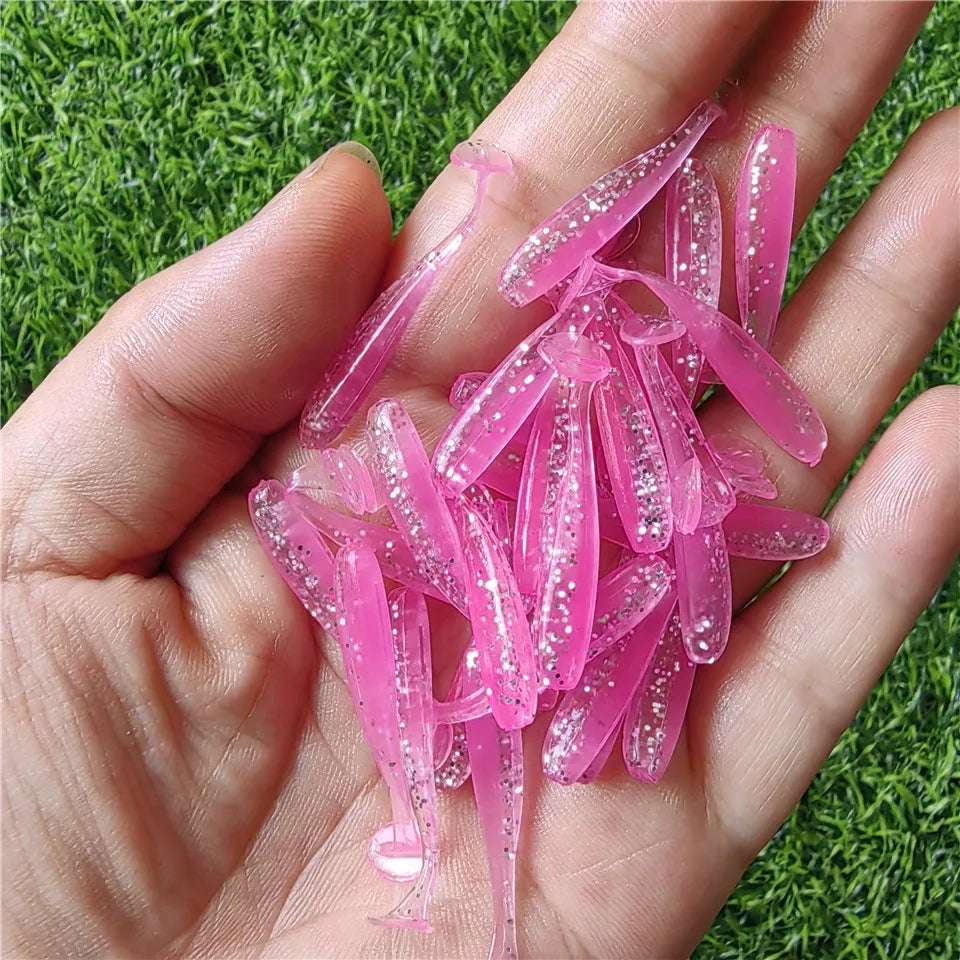 10PCS Micro Soft Fishing Lures 3.5cm 4cm 5cm T-tail Worm Lure