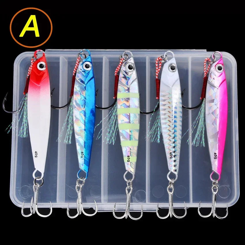 5pcs Metal Jig Fishing Lure Weights 10g-40g