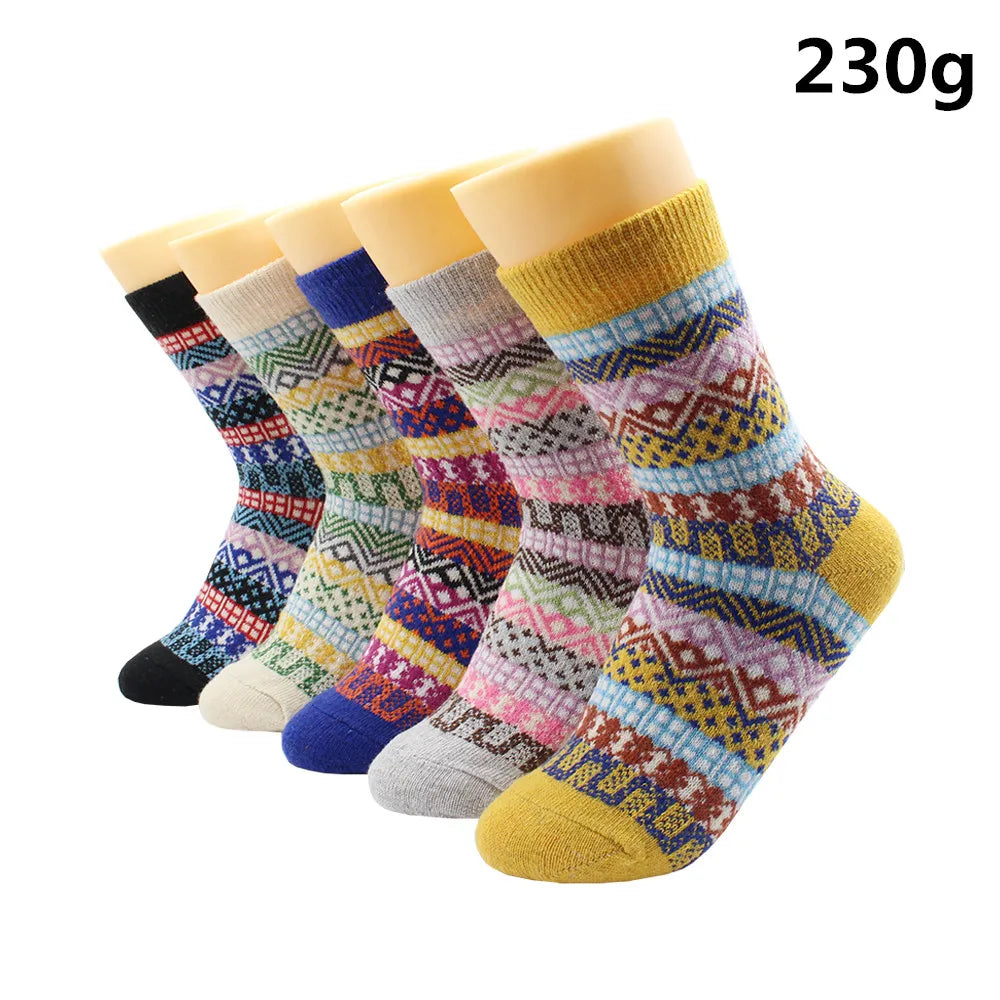 5 Pairs Winter Warmer Women Thicken Thermal Wool Cashmere Snow Socks