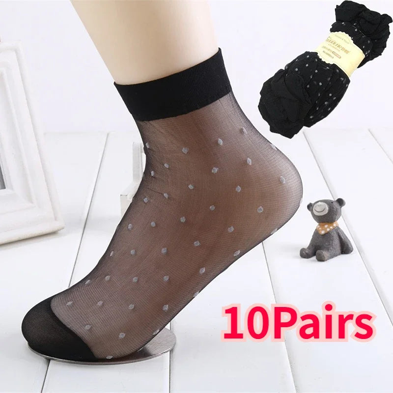 10pairs/lot Skin Color Dot Transparent Socks