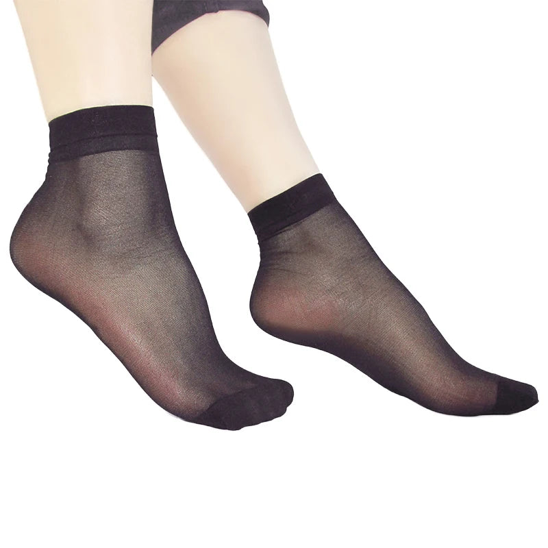 5 Pairs Female Summer Thin Silk Transparent Sexy Ankle Nylon Socks Set