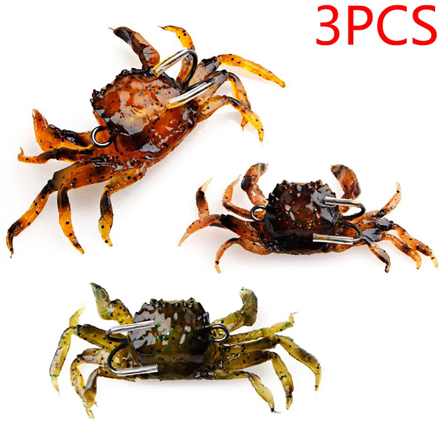 3pcs 10cm 3d Simulation Crab Fishing