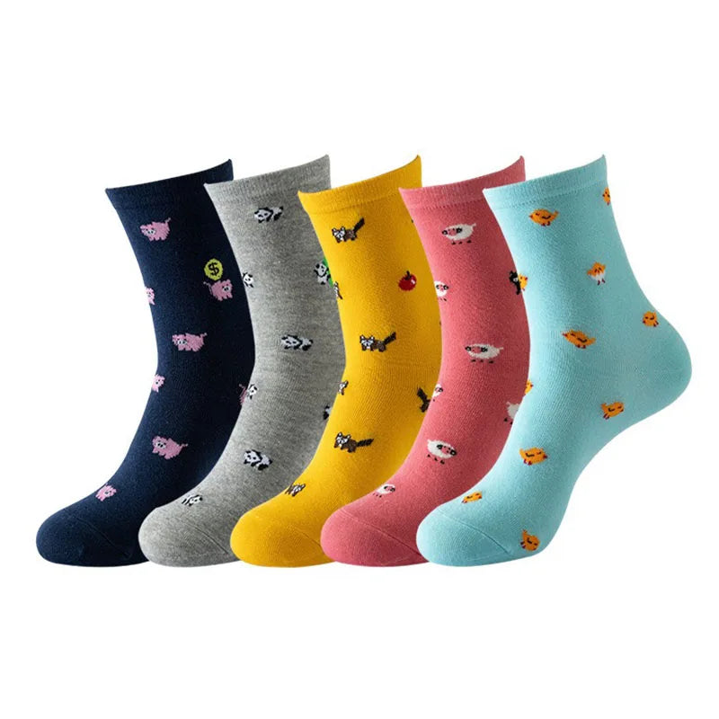 5 Pairs Fashion Pet cat dog Colorful Kawaii Cute Cartoon Cotton Women Socks