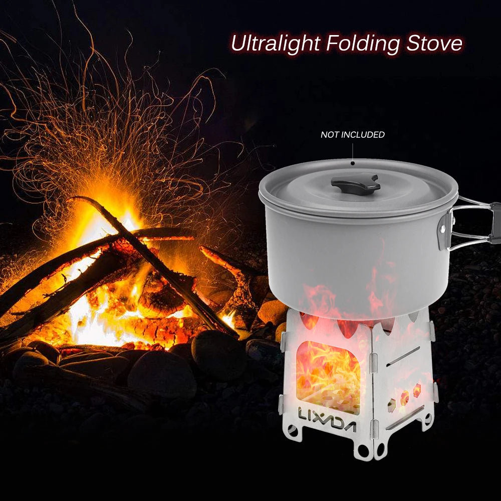 Titanium Outdoor Camping Stove Portable Ultralight Folding Wood Stove Pocket Stove Camping Fishing Hiking