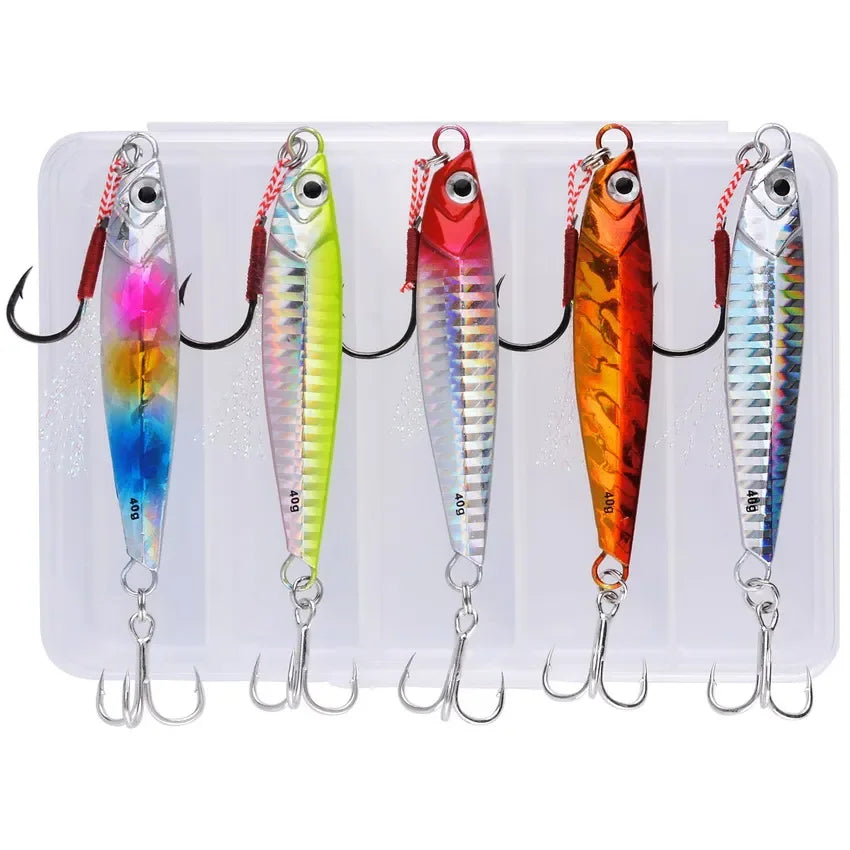 5pcs Metal Jig Fishing Lure Weights 10g-40g