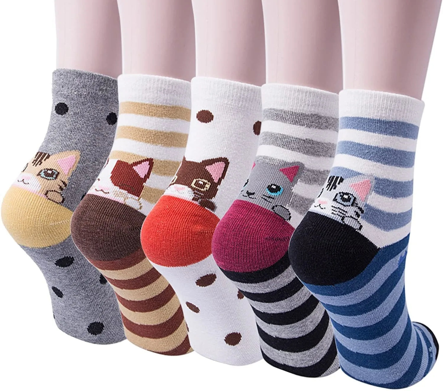 5 Pairs Fashion Pet cat dog Colorful Kawaii Cute Cartoon Cotton Women Socks