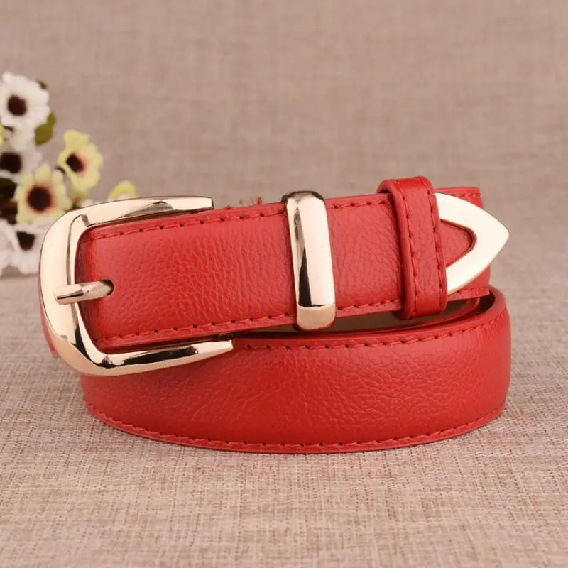 Fashion Women Leather Belts High Quality Gold Buckle