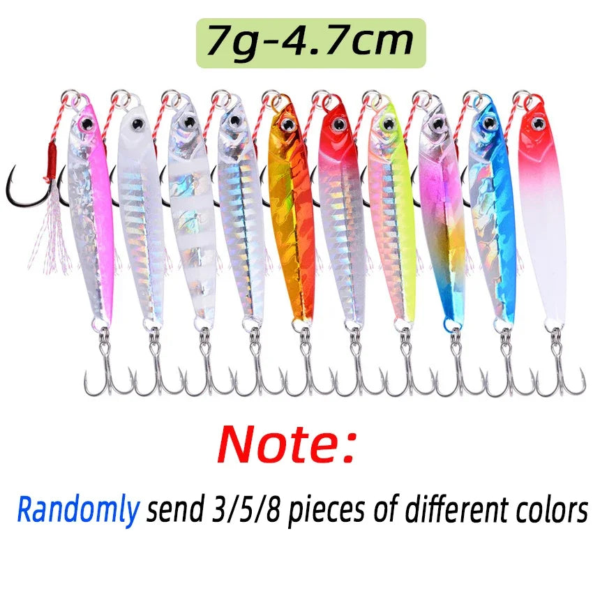 3/5/8pcs Metal Jig Fishing lure Set 7g 10g 14g 21g 28g 40g