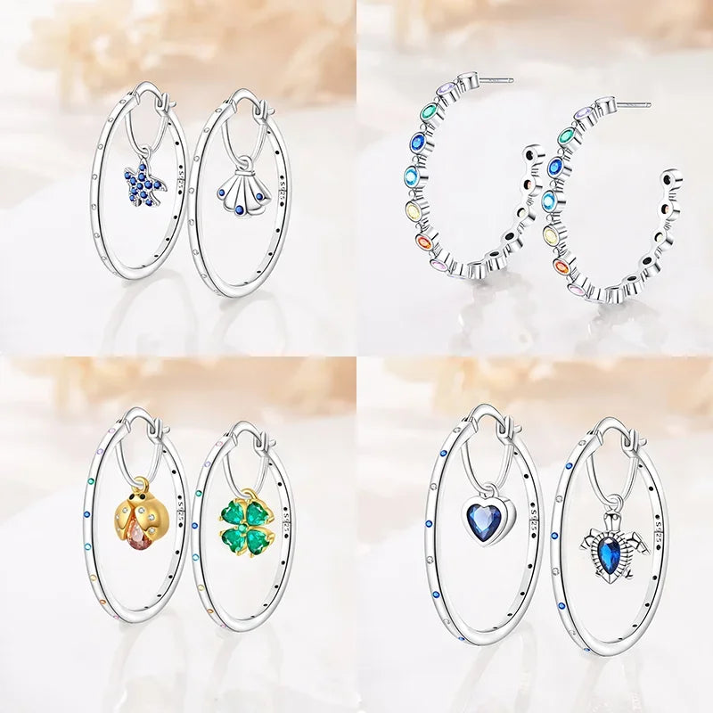 New Classic Earring 925 Silver Colorful Zircon