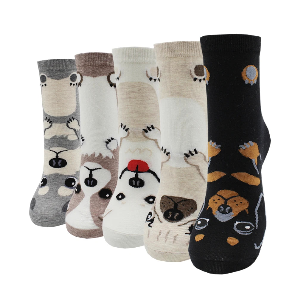 5 Pairs Fashion Colorful Kawaii Cute Cartoon Cotton Women Socks