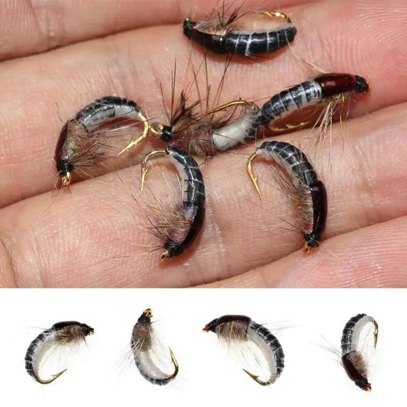 6 Pcs #12 Realistic Nymph Scud Fly for Trout Fishing