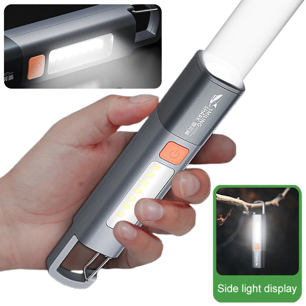 LED Camping Flashlight Compact Camping Torch Type C USB Rechargeable