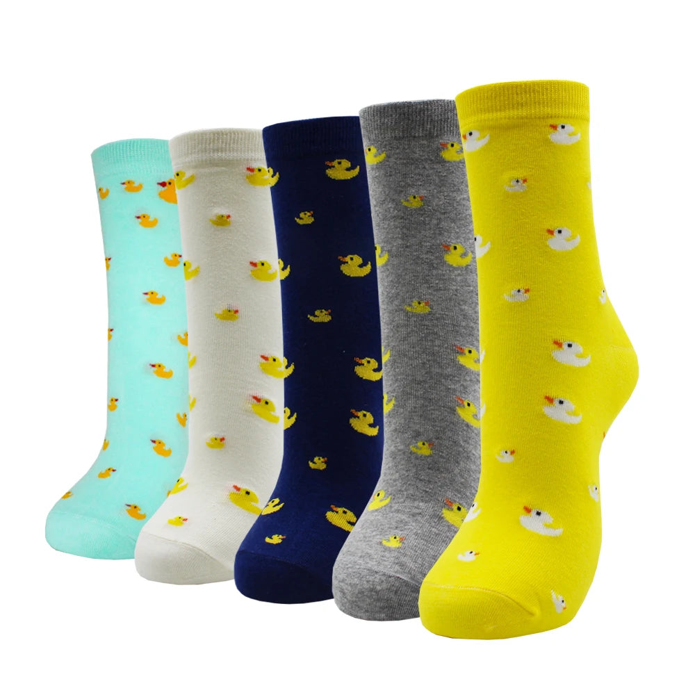 5 Pairs Fashion Colorful Kawaii Cute Cartoon Cotton Women Socks