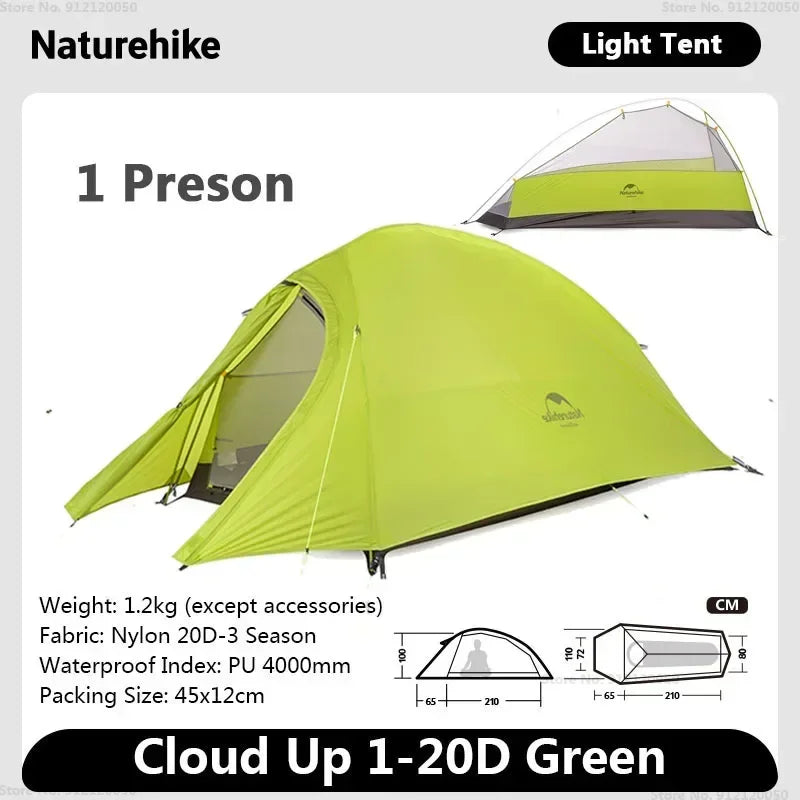 Cloud Up 1 Person Tent Ultralight Waterproof Trekking Tent 20D Nylon