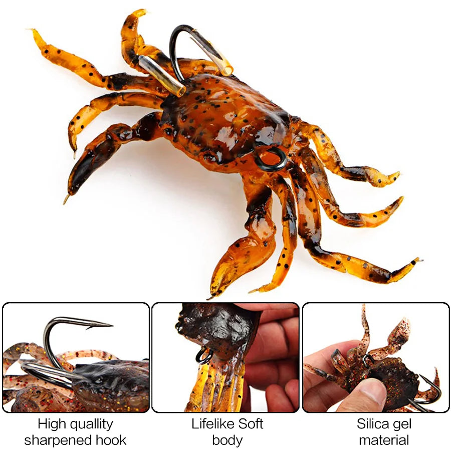 3pcs 10cm 3d Simulation Crab Fishing