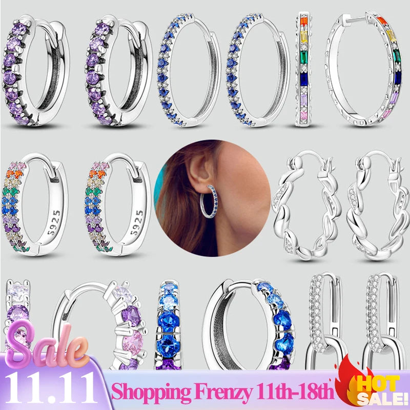 925 Sterling Silver Hoops Earrings Hypoallergenic Hoops