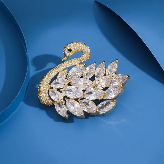 High-end Elegant Swan Brooch Inlaid with Zirconium Super Sparkling Pin High-end