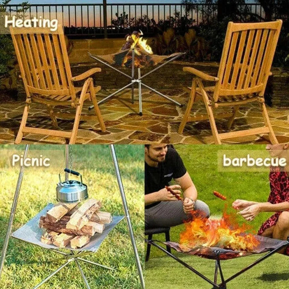 Stainless Steel Outdoor Camping Campfire Fire Rack Foldable Mesh