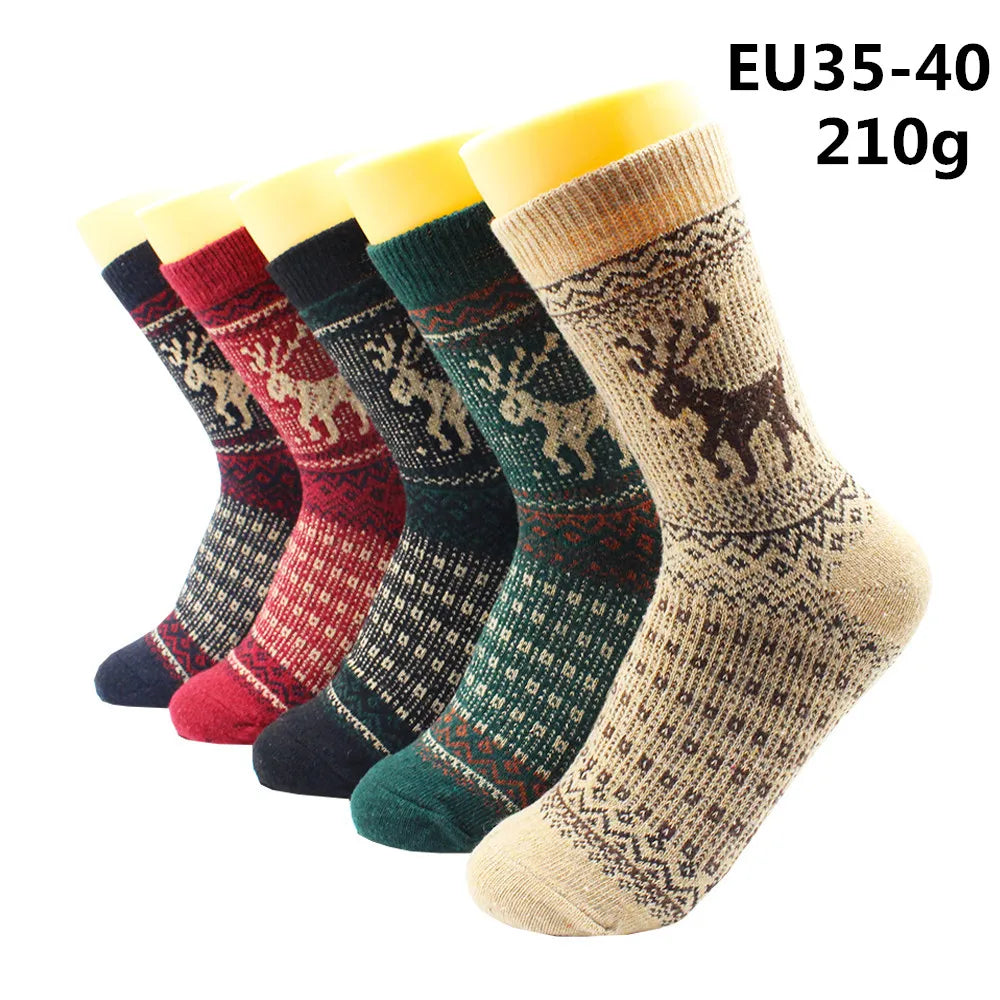 5 Pairs Winter Warmer Women Thicken Thermal Wool Cashmere Snow Socks